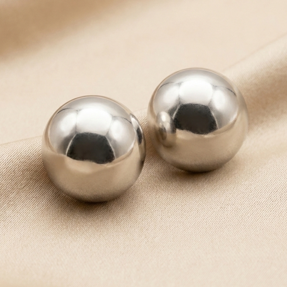 Vintage Sterling Silver Dome Clip On Earrings